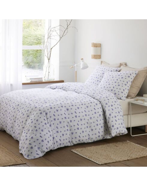 Parure Housse de Couette 100% Gaze de Coton Imprimé Louca blanche