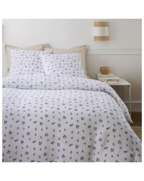 Parure Housse de Couette 100% Gaze de Coton Imprimé Louca blanche