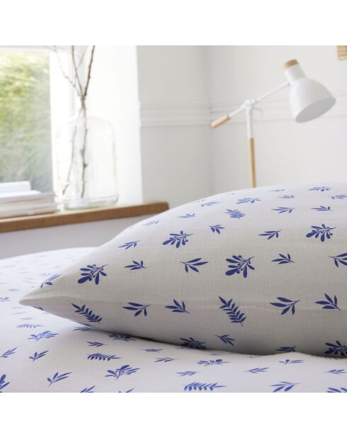 Parure Housse de Couette 100% Gaze de Coton Imprimé Louca blanche