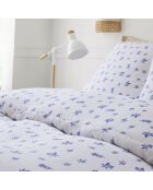 Parure Housse de Couette 100% Gaze de Coton Imprimé Louca blanche