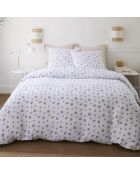Parure Housse de Couette 100% Gaze de Coton Imprimé Louca blanche