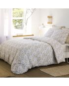 Parure Housse de Couette 100% Gaze de Coton Imprimé Loucile blanche
