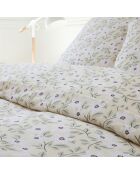 Parure Housse de Couette 100% Gaze de Coton Imprimé Loucile blanche