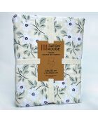 Parure Housse de Couette 100% Gaze de Coton Imprimé Loucile blanche