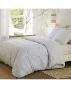 Parure Housse de Couette 100% Gaze de Coton Imprimé Murmure blanche