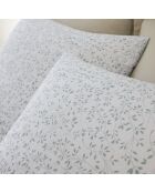 Parure Housse de Couette 100% Gaze de Coton Imprimé Murmure blanche