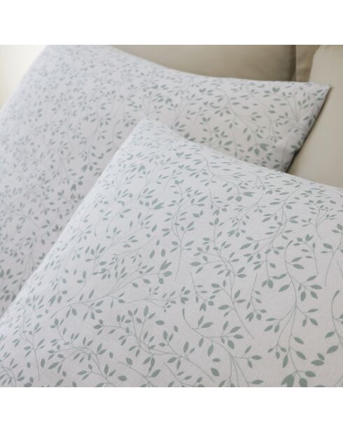 Parure Housse de Couette 100% Gaze de Coton Imprimé Murmure blanche