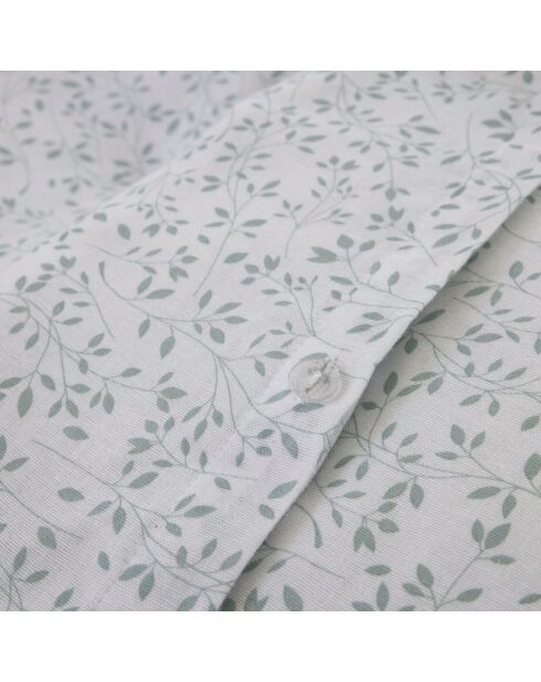 Parure Housse de Couette 100% Gaze de Coton Imprimé Murmure blanche