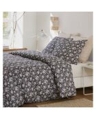 Parure Housse de Couette 100% Gaze de Coton Imprimé Sakuria noire