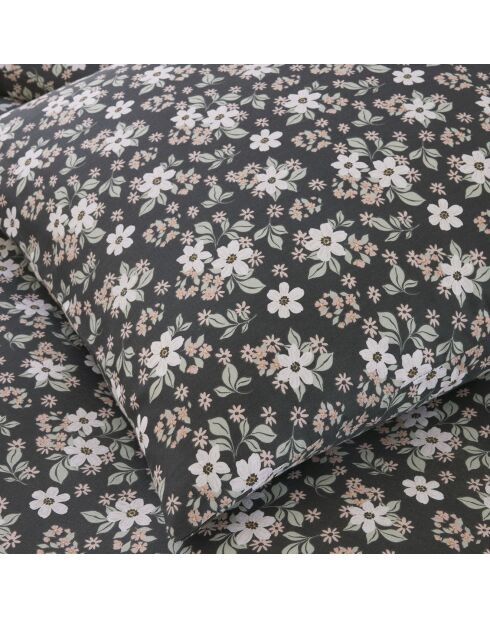 Parure Housse de Couette 100% Gaze de Coton Imprimé Sakuria noire
