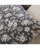 Parure Housse de Couette 100% Gaze de Coton Imprimé Sakuria noire