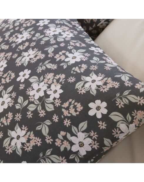 Parure Housse de Couette 100% Gaze de Coton Imprimé Sakuria noire