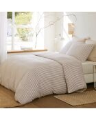 Parure Housse de Couette 100% Gaze de Coton Imprimé Soleïs beige
