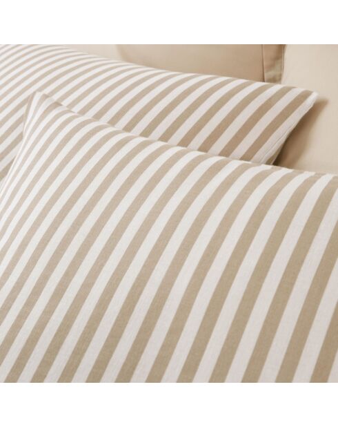 Parure Housse de Couette 100% Gaze de Coton Imprimé Soleïs beige