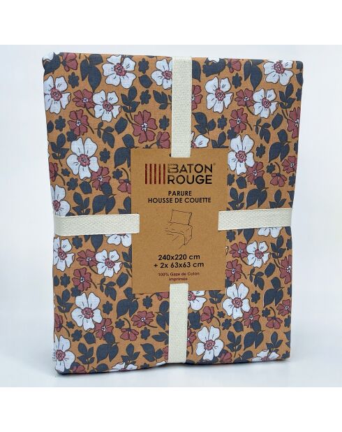 Parure Housse de Couette 100% Gaze de Coton Imprimé Verone multicolore