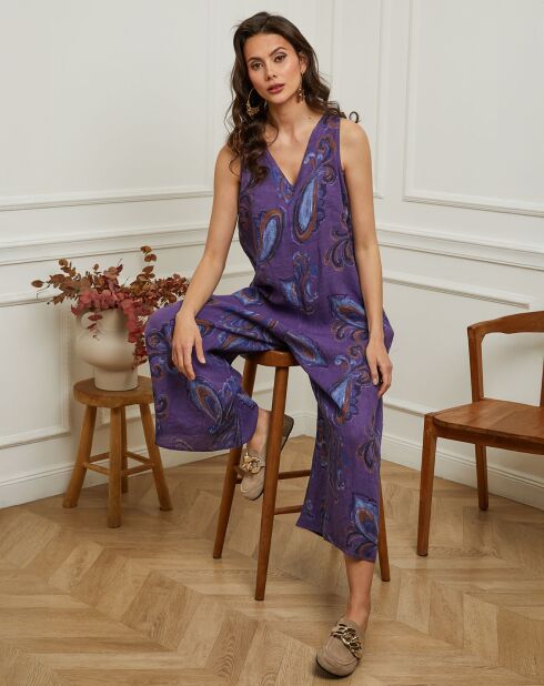 Combinaison 100% Lin Clarina violette