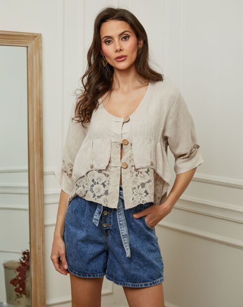 Top 100% Lin Coleth beige