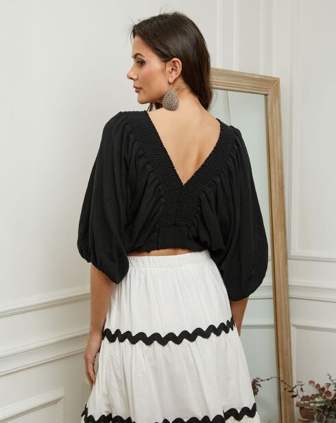 Top en Lin & Coton Elvina noir