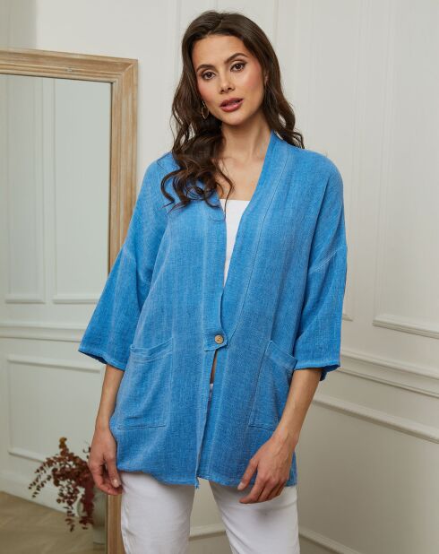 Veste en Lin & Coton Enolal azur