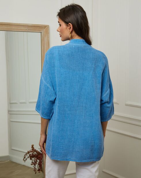 Veste en Lin & Coton Enolal azur