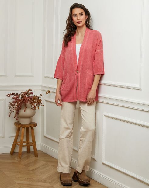Veste en Lin & Coton Enolal framboise