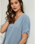 Robe 100% Lin Estral bleue