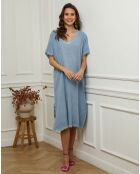 Robe 100% Lin Estral bleue