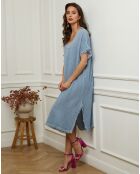 Robe 100% Lin Estral bleue