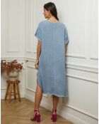 Robe 100% Lin Estral bleue