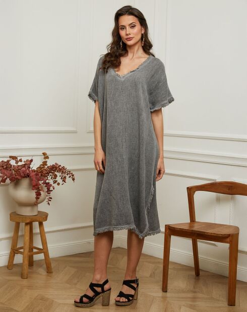 Robe 100% Lin Estral grise