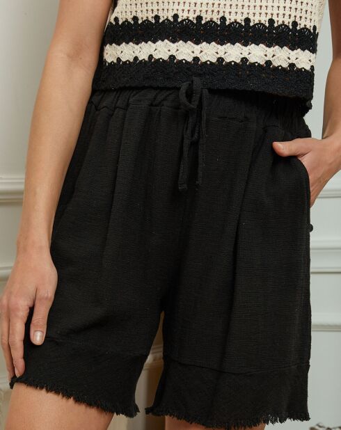 Bermuda en Lin & Coton Ezer noir