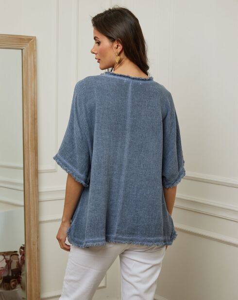 Top en Lin & Coton Folies bleu jeans