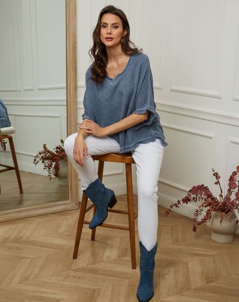 Top en Lin & Coton Folies bleu jeans