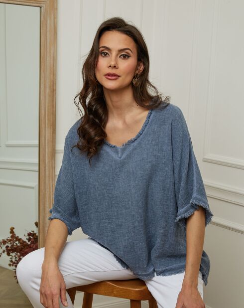 Top en Lin & Coton Folies bleu jeans