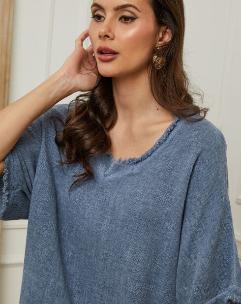 Top en Lin & Coton Folies bleu jeans