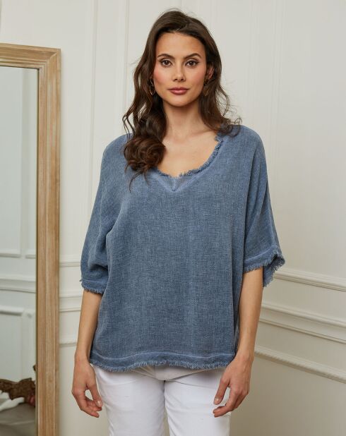 Top en Lin & Coton Folies bleu jeans