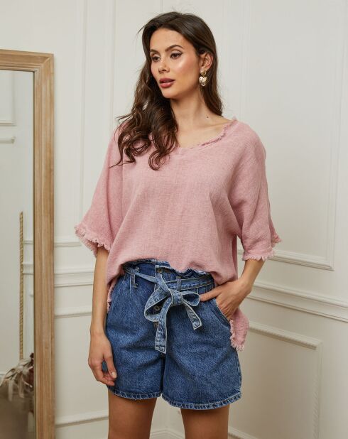 Top en Lin & Coton Folies rose