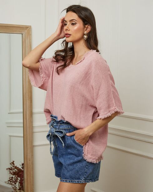 Top en Lin & Coton Folies rose