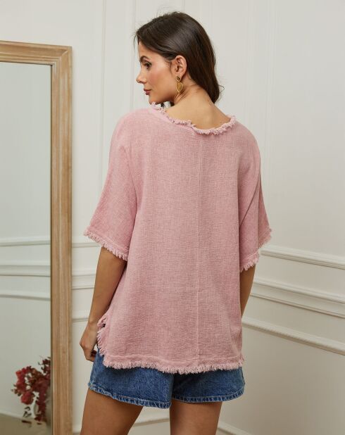 Top en Lin & Coton Folies rose
