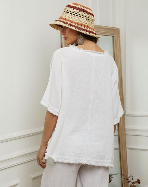 Top en Lin & Coton Folies blanc