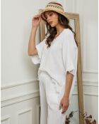 Top en Lin & Coton Folies blanc