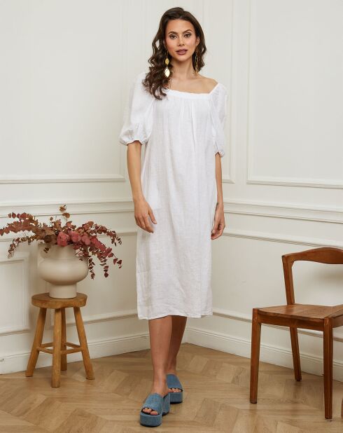 Robe en Lin & Coton Fric blanche