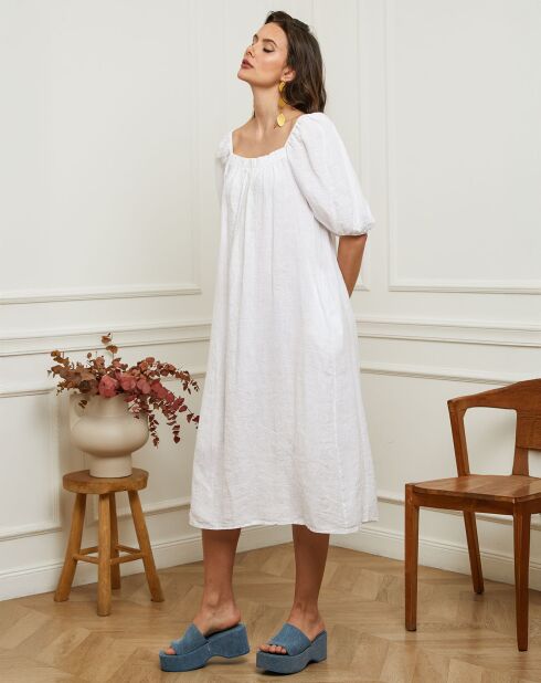 Robe en Lin & Coton Fric blanche