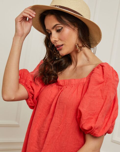 Robe en Lin & Coton Fric corail
