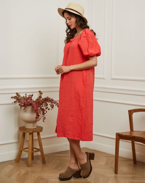 Robe en Lin & Coton Fric corail