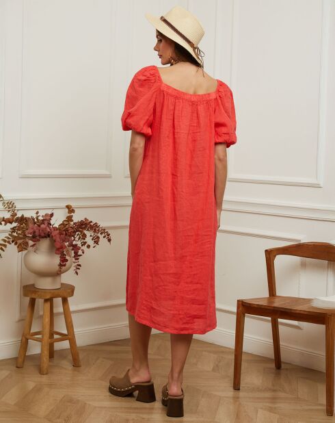 Robe en Lin & Coton Fric corail