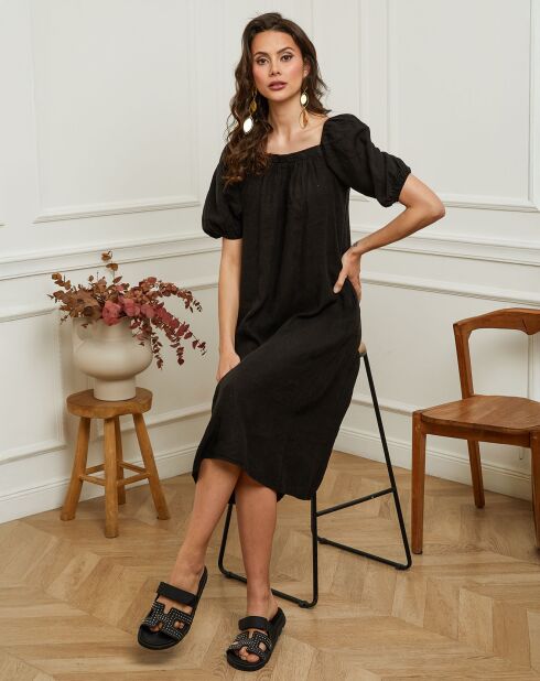 Robe en Lin & Coton Fric noire