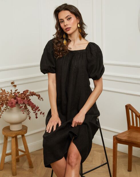 Robe en Lin & Coton Fric noire