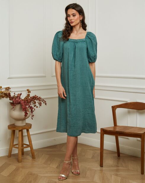 Robe en Lin & Coton Fric verte