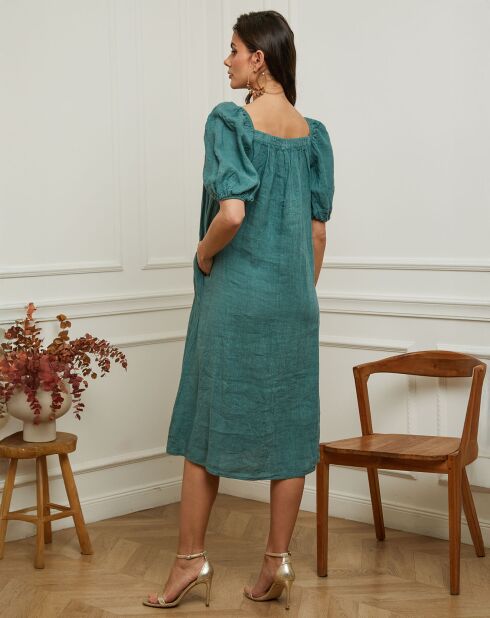 Robe en Lin & Coton Fric verte